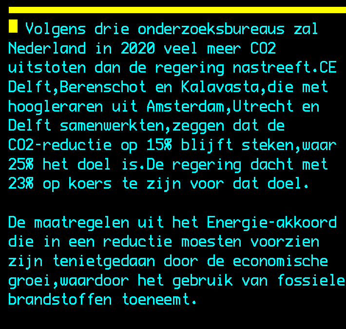 Co2-doel raakt uit zicht